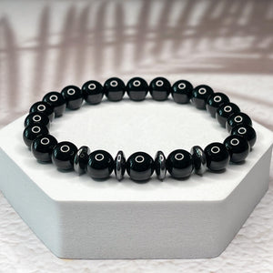 Masculine Energy -  Onyx & Hematite 8mm Bead Bracelet