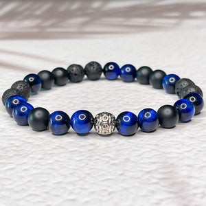 Renewed Courage - Matte Onyx, Blue Tiger Eye, Lava Stone 8mm Bead Bracelet