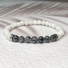 Load image into Gallery viewer, Positive Energy - Moonstone &amp; Tourmalinated Quartz 6mm Bead Bracelet
