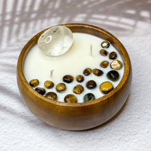 Load image into Gallery viewer, Cleansing Energy - Quartz &amp; Tiger Eye Infused Soy Candle
