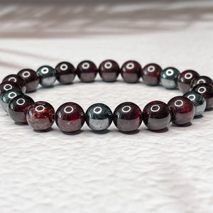 Energizing Harmony - Garnet & Hematite 8mm Bead Bracelet