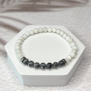 Positive Energy - Moonstone & Tourmalinated Quartz 6mm Bead Bracelet