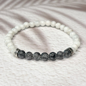 Positive Energy - Moonstone & Tourmalinated Quartz 6mm Bead Bracelet