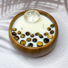 Load image into Gallery viewer, Cleansing Energy - Quartz &amp; Tiger Eye Infused Soy Candle
