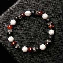 Load image into Gallery viewer, Limitless Potential - Howlite, Onyx &amp; Red Tiger Eye 8mm Bead Bracelet
