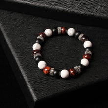 Load image into Gallery viewer, Limitless Potential - Howlite, Onyx &amp; Red Tiger Eye 8mm Bead Bracelet
