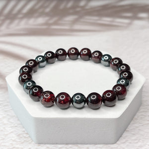 Energizing Harmony - Garnet & Hematite 8mm Bead Bracelet