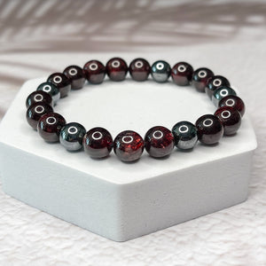 Energizing Harmony - Garnet & Hematite 8mm Bead Bracelet