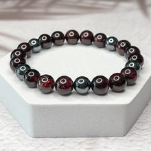 Load image into Gallery viewer, Energizing Harmony - Garnet &amp; Hematite 8mm Bead Bracelet
