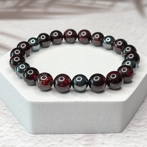 Energizing Harmony - Garnet & Hematite 8mm Bead Bracelet