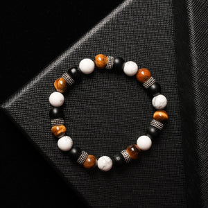 Limitless Strength - Howlite, Onyx & Tiger Eye 8mm Bead Bracelet