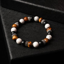 Load image into Gallery viewer, Limitless Strength - Howlite, Onyx &amp; Tiger Eye 8mm Bead Bracelet
