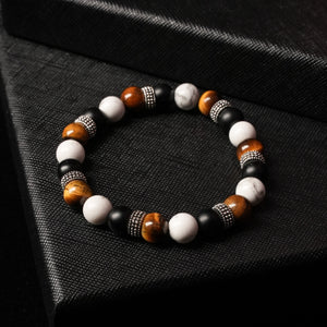 Limitless Strength - Howlite, Onyx & Tiger Eye 8mm Bead Bracelet