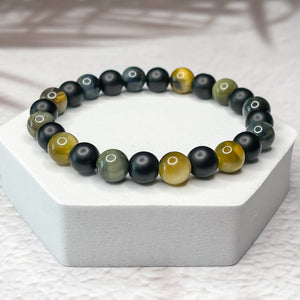 Golden Power - Golden Tiger Eye & Onyx 8mm Bead Bracelet