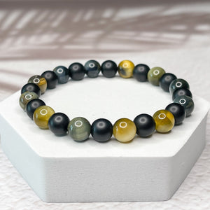 Golden Power - Golden Tiger Eye & Onyx 8mm Bead Bracelet