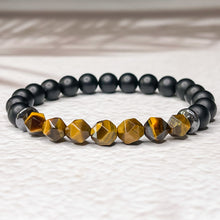 Load image into Gallery viewer, Faceted Tiger Eye, Matte Onyx, &amp; Hematite 8mm Bead Bracelet
