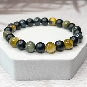 Golden Power - Golden Tiger Eye & Onyx 8mm Bead Bracelet