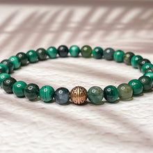 Load image into Gallery viewer, Wealth &amp; Prosperity - Moss Agate &amp; Malachite 6mm Bead bracelet
