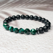 Load image into Gallery viewer, Faceted Green Tiger Eye, Matte Onyx, &amp; Hematite 8mm Bead
