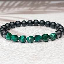 Load image into Gallery viewer, Faceted Green Tiger Eye, Matte Onyx, &amp; Hematite 8mm Bead
