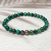 Load image into Gallery viewer, Wealth &amp; Prosperity - Moss Agate &amp; Malachite 6mm Bead bracelet
