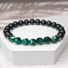 Load image into Gallery viewer, Faceted Green Tiger Eye, Matte Onyx, &amp; Hematite 8mm Bead
