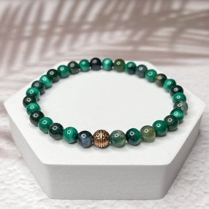 Wealth & Prosperity - Moss Agate & Malachite 6mm Bead bracelet