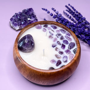 Higher Power - Amethyst Crystal Infused Wood Soy Candle