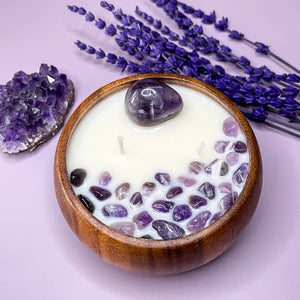 Higher Power - Amethyst Crystal Infused Wood Soy Candle