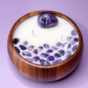 Higher Power - Amethyst Crystal Infused Wood Soy Candle