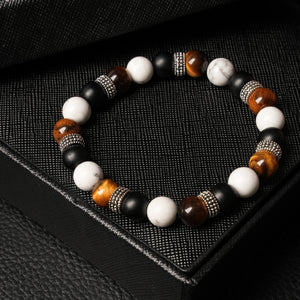 Limitless Strength - Howlite, Onyx & Tiger Eye 8mm Bead Bracelet